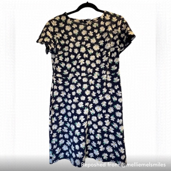 Old Navy Dress Navy Blue Floral Daisy Print Size L - Picture 1 of 8